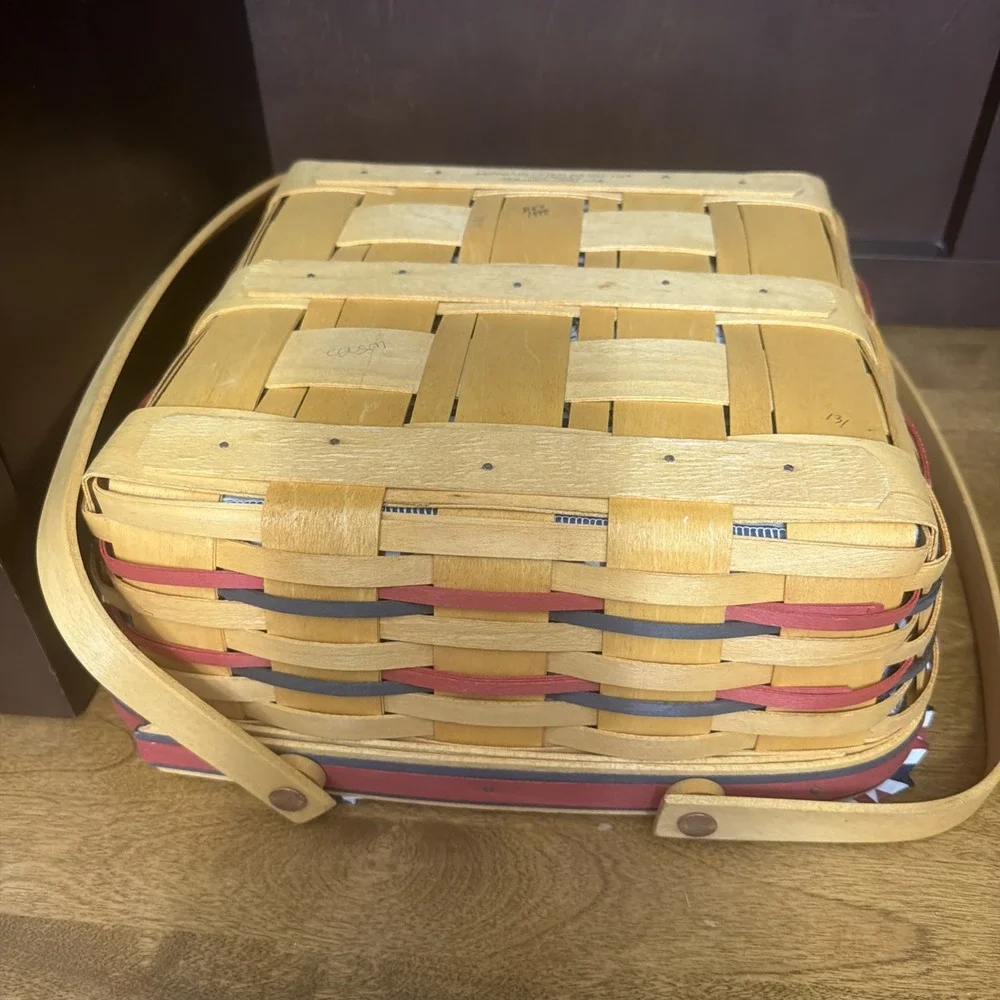 Longaberger 1998 All American Pie Basket Protector Liner & Tie Patriotic VTG